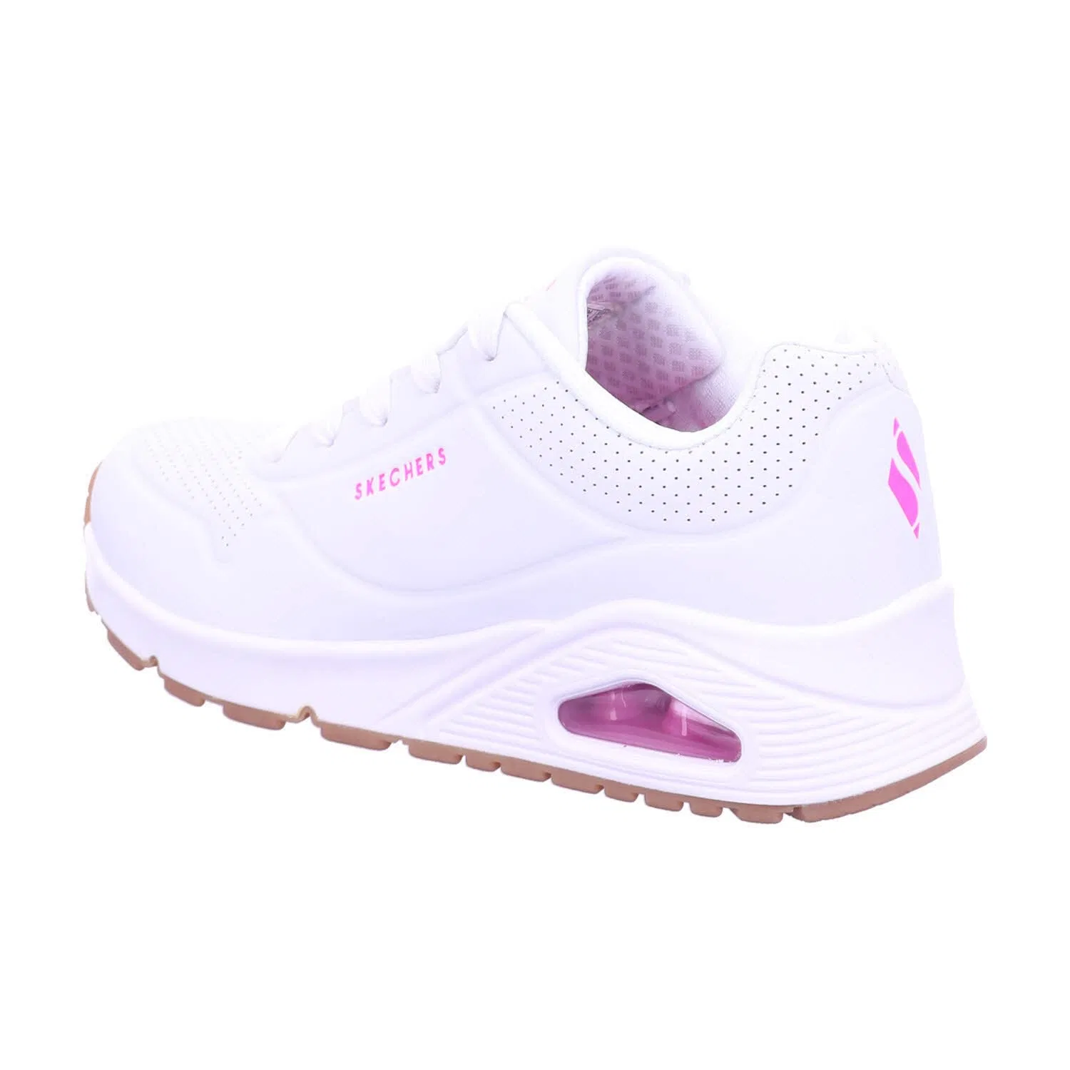 Детские кроссовки для девочек с принтом One Stand on Air Skechers, White Pu H Pink Trim — фото 3