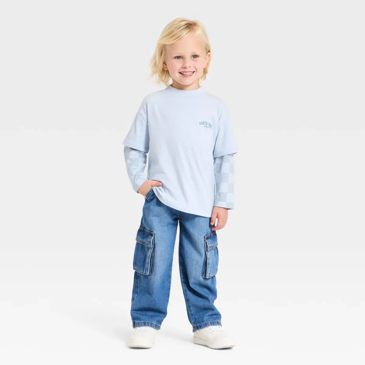 Детское футболка-двойка с длинным рукавом Oversized 2-Fer Long-Sleeve T-Shirt INFANT/TODDLER BOY, Blue — фото 4