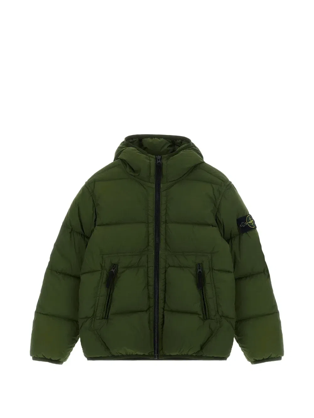 Стеганая куртка с логотипом-нашивкой Stone Island Junior, зеленый