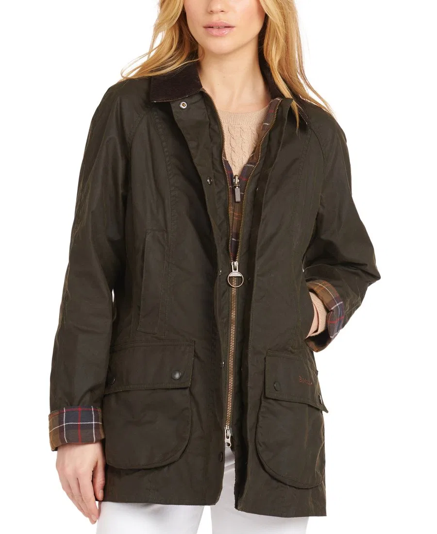 Женский вощеный жакет с воротником-стойкой, с карманами Barbour, Olive Shadow Classic