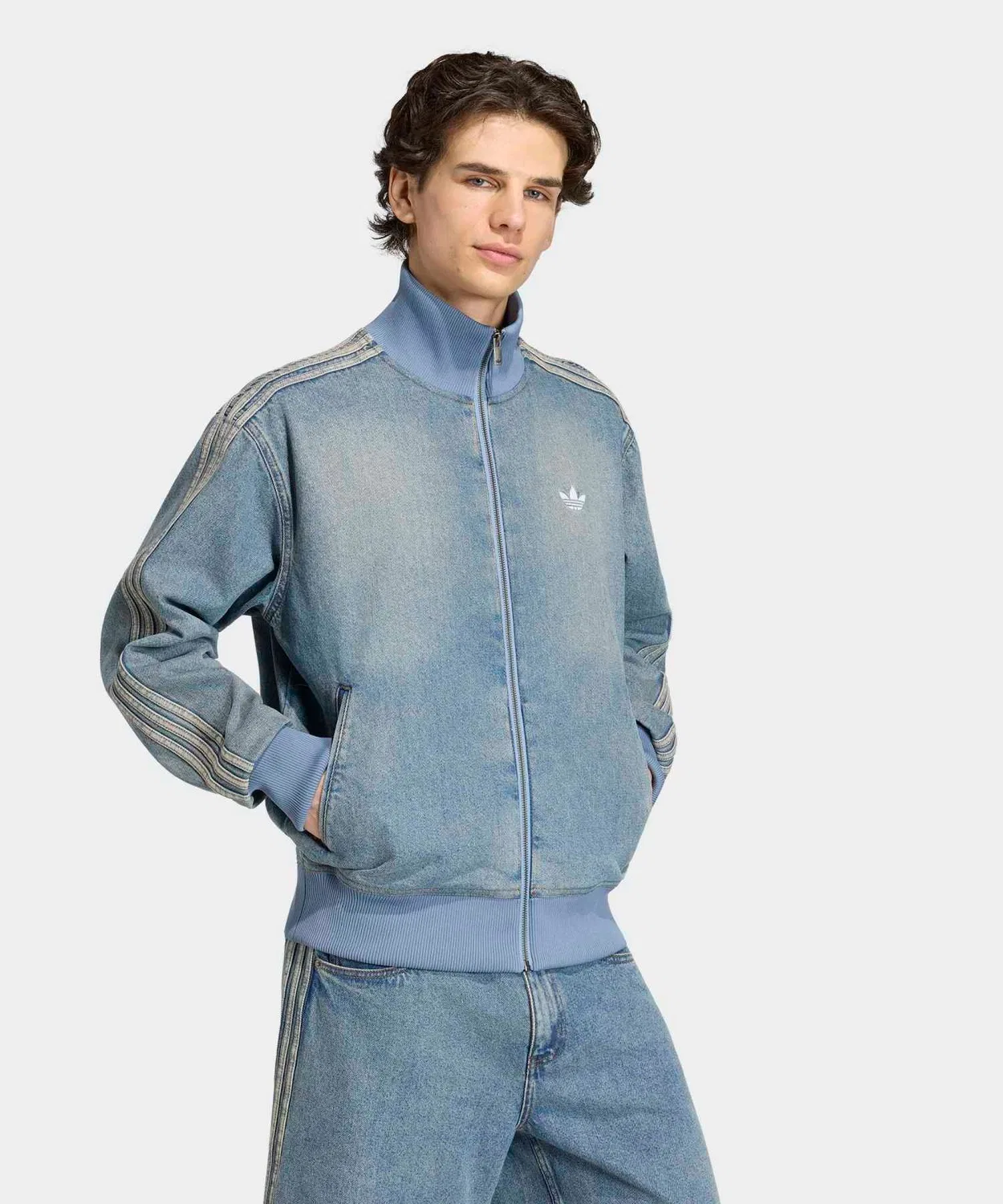 Мужское джинсовое худи с принтом Firebird Adicolor Adidas, Blue — фото 2