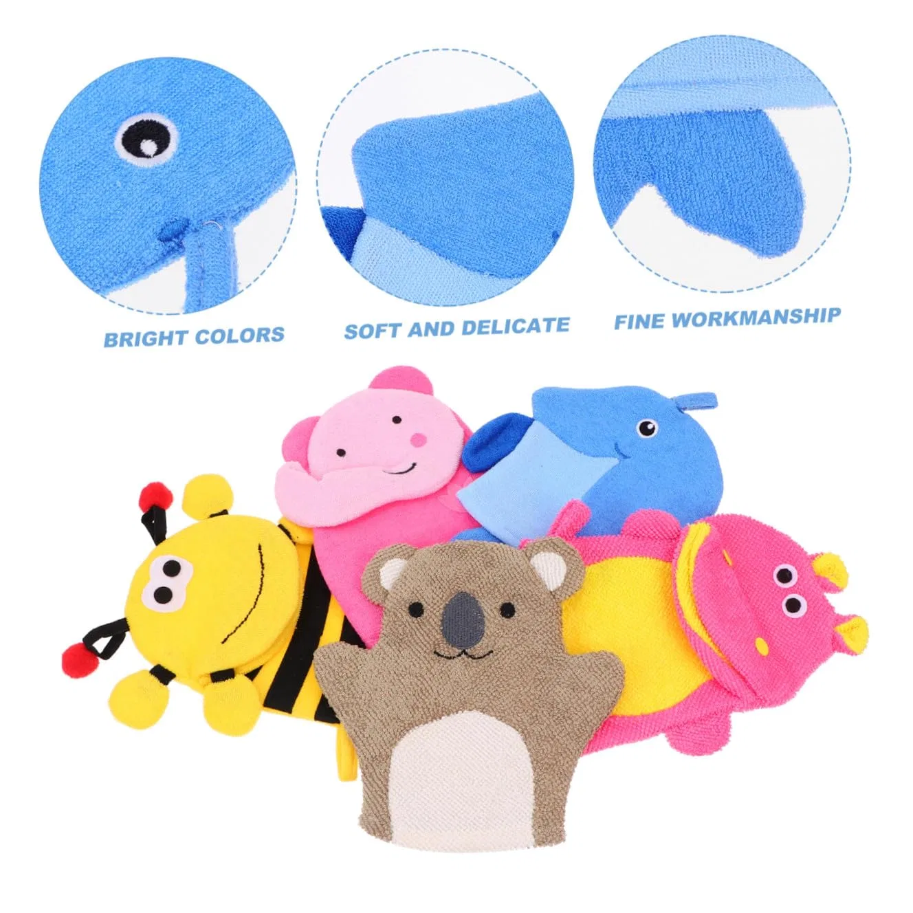 Мочалка-рукавица для ванны, 5 шт, Gogogmee, Cartoon Animal Motif — фото 4