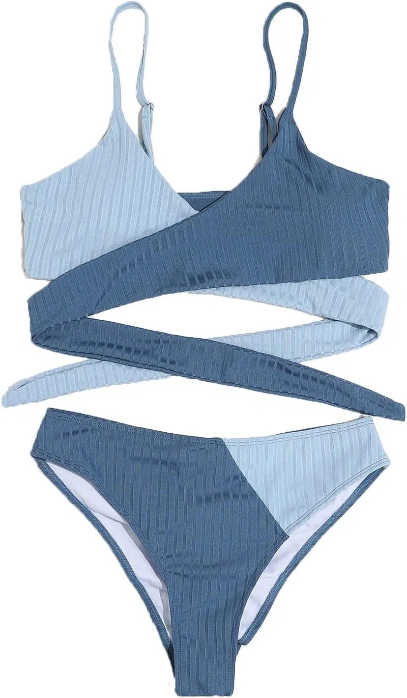 Женский раздельный купальник с запахом и вырезами Push-Up Monokini, Blue