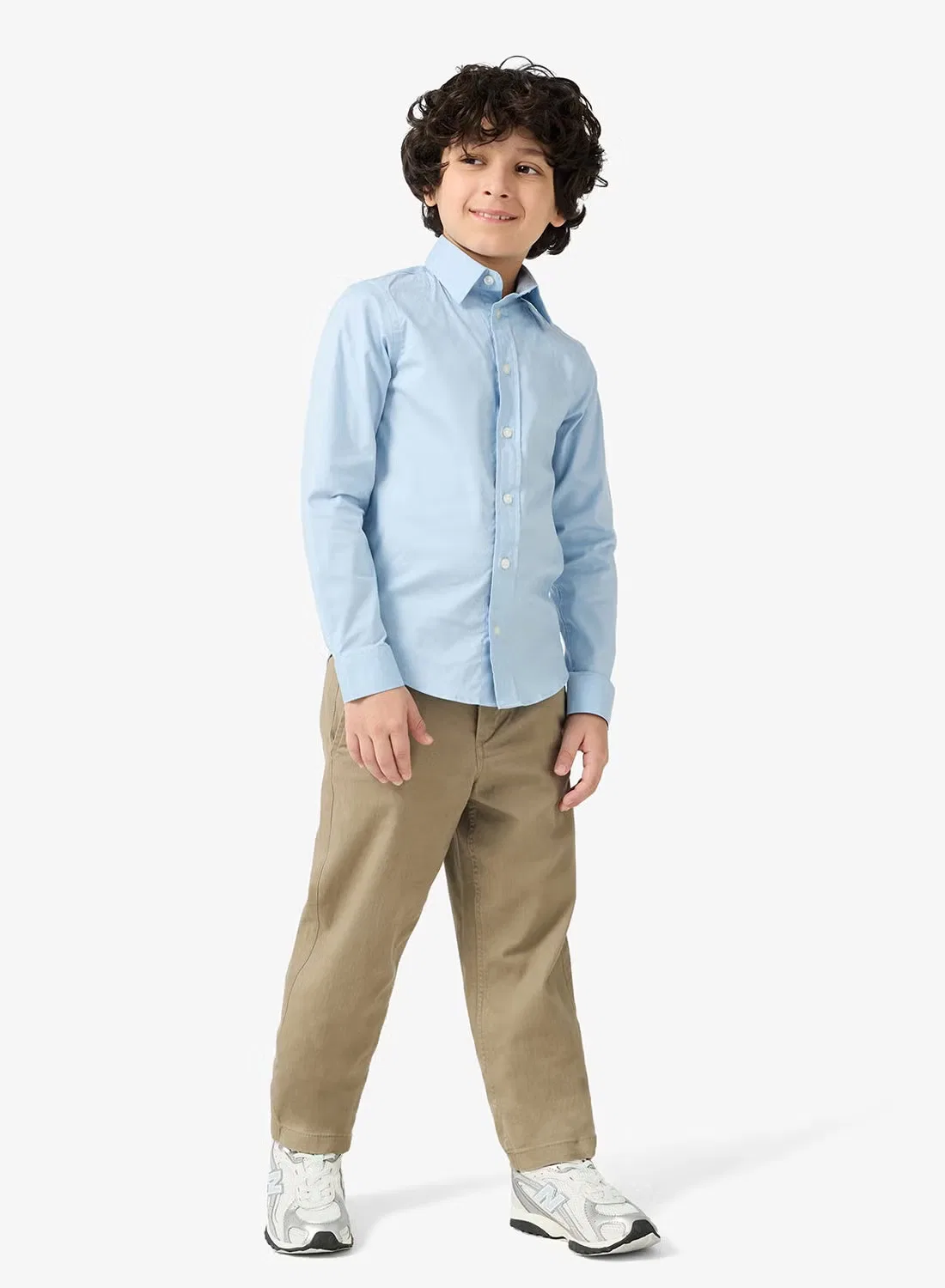Рубашка хлопковая с длинным рукавом для мальчика Jack & Jones Junior, синяя — фото 4
