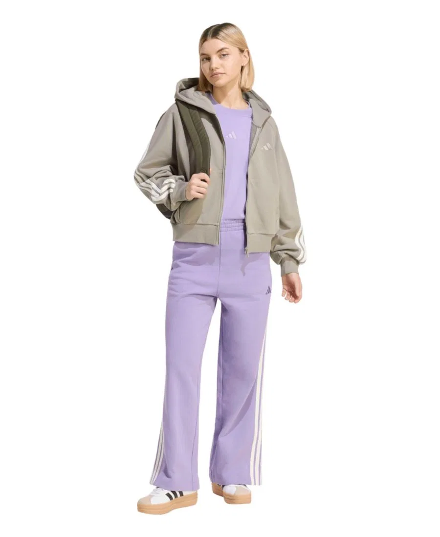 Штаны спортивные с широкими штанинами, французский футер, Adidas Kit 3-Stripes Wide Pant adidas, Magic Lilac — фото 2