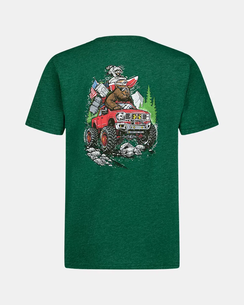 Футболка для мальчиков с принтом из хлопковой смеси UA Off-Road Bear UnderArmour, Campus Ivy/Pale Lemon — фото 3