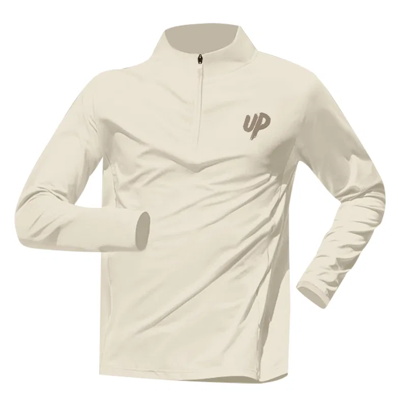 Футболка детская с воротником-стойкой Quick-Dry Zipper MINISO, Light Beige (B Up Chest Logo)