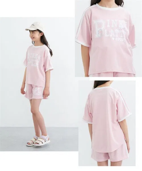 Детский спортивный комплект для девочек с логотипом Pinklatte sport QUNTSTYLE, Pink — фото 3