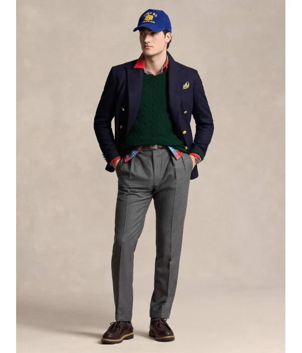 Мужской пуловер из шерсти с кашемиром Slim Fit Polo Ralph Lauren, зеленый — фото 2