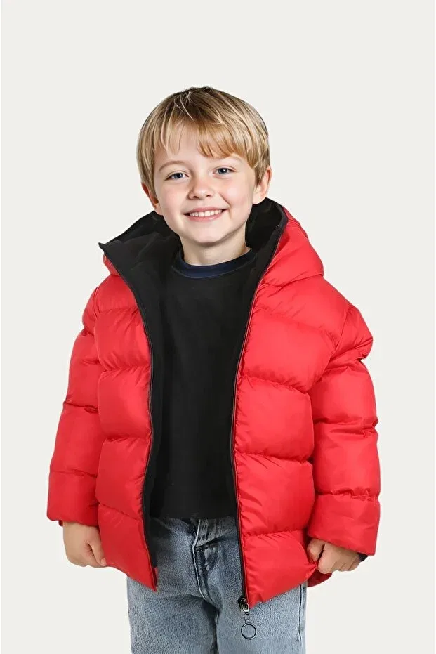 Детское зимнее пальто для девочек с капюшоном Outriverkids, Red