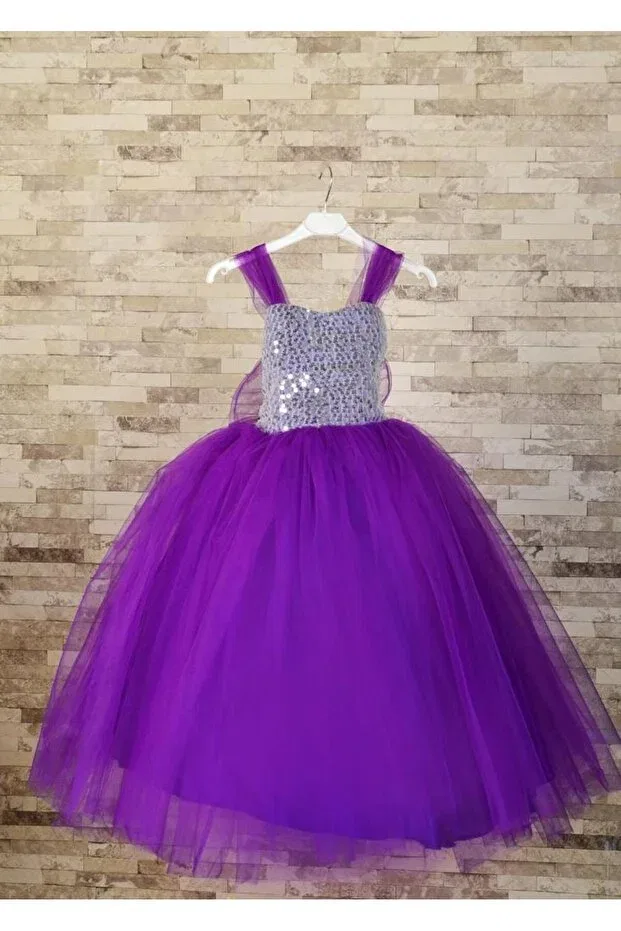 Детское платье для девочек с вышивкой Miss helina child wedding dress and evening dress with tartan Süer Butik, Purple