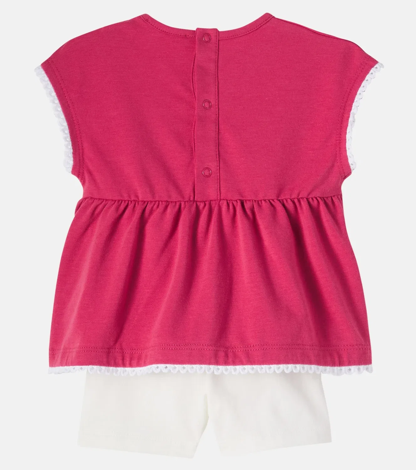 Комплект из топа и брюк для малышей с кружевом Moncler Enfant, розовый — фото 2