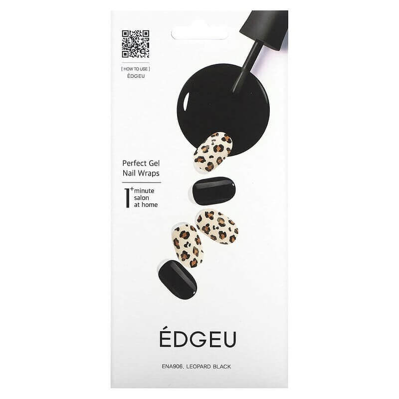 

Гелевые полоски Edgeu для ногтей Perfect ENA906 Leopard Black, набор из 16 полосок