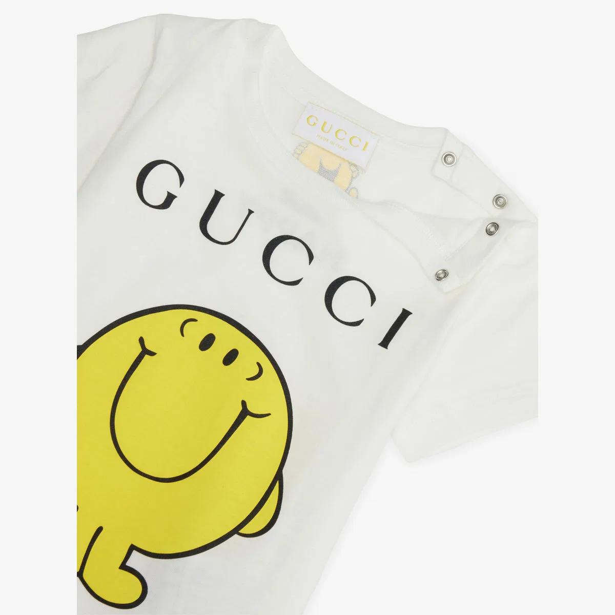 Хлопковая футболка "Мистер Хэппи" для детей от 6 до 36 месяцев Gucci, белый — фото 2