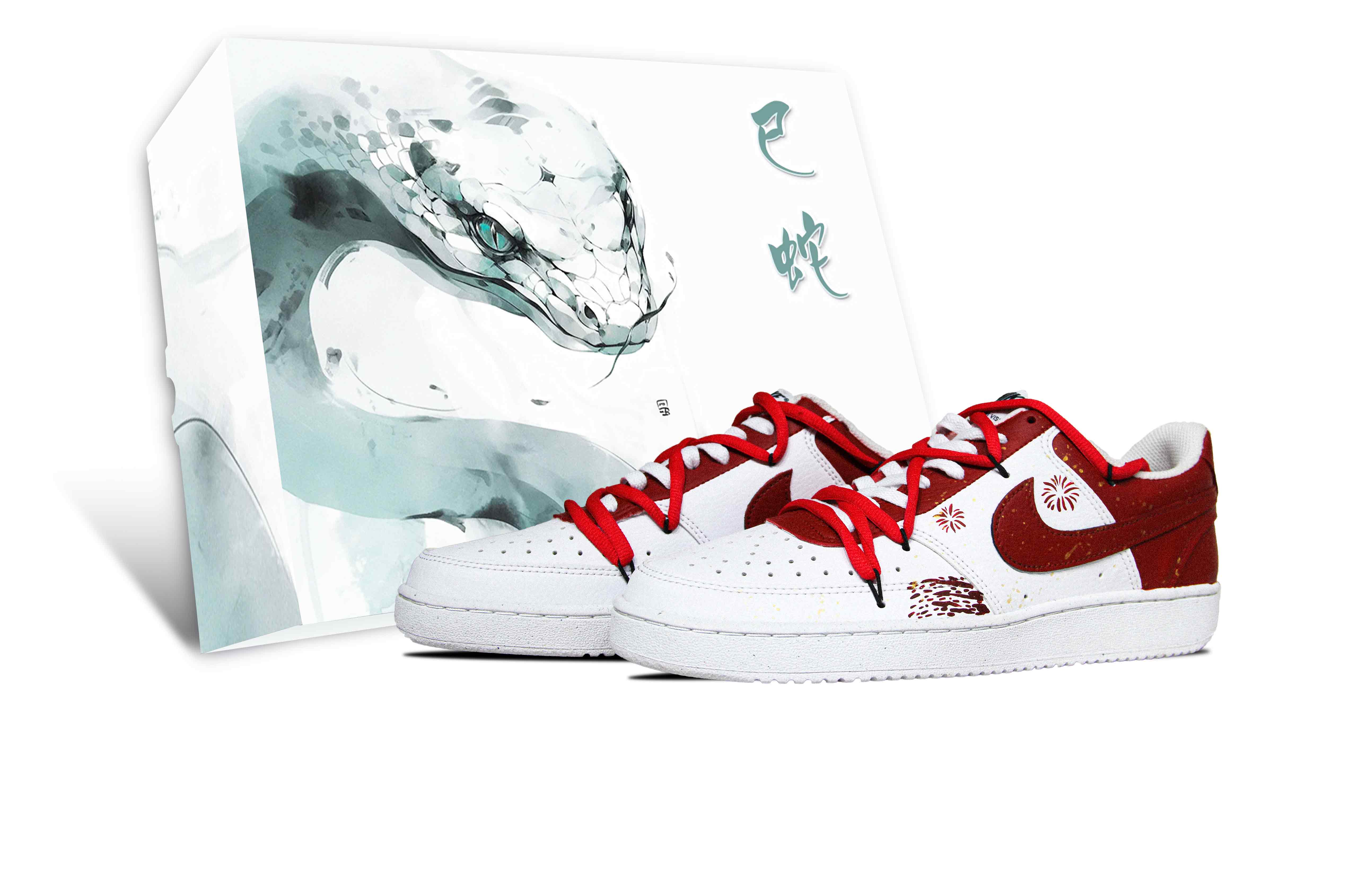 

Nike Кроссовки для скейтборда Court Vision 1 с противоскользящим износостойким верхом, мужские, белые, красные