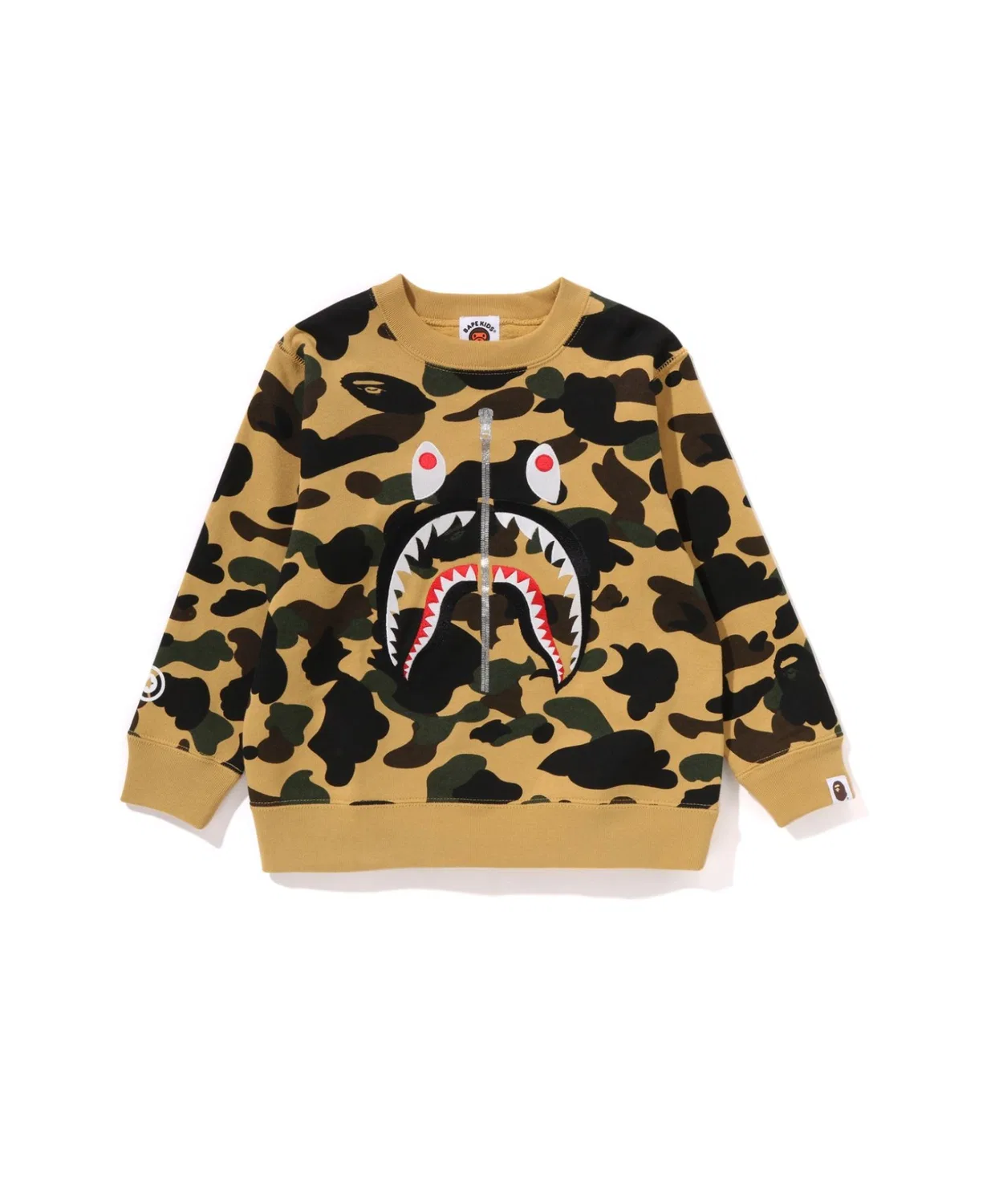 Детский свитшот с принтом 1ST CAMO SHARK A BATHING APE, Yellow