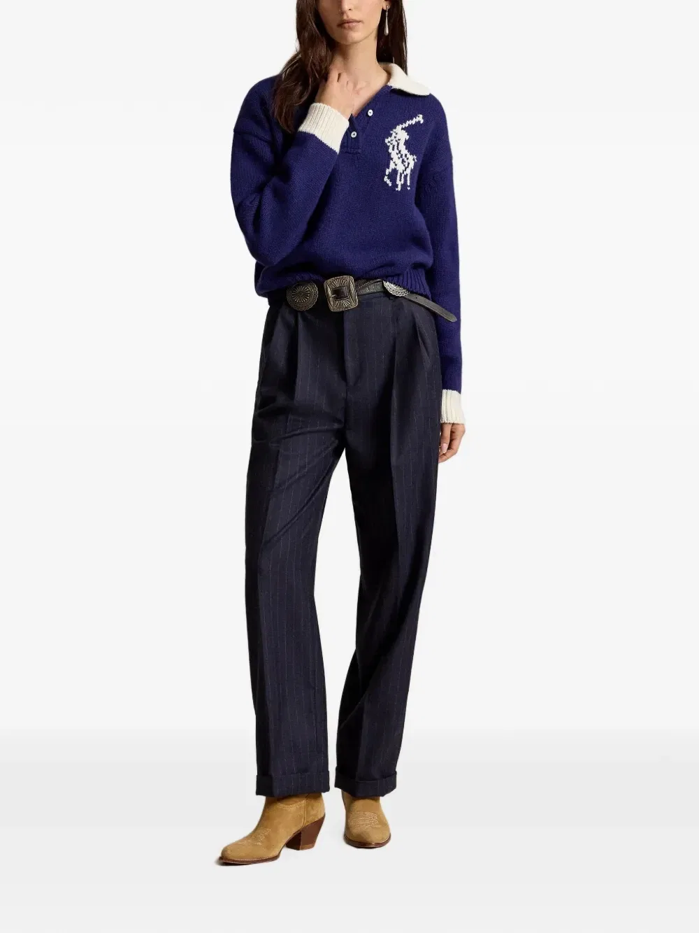 Свитер Big Pony Polo Ralph Lauren, синий — фото 2
