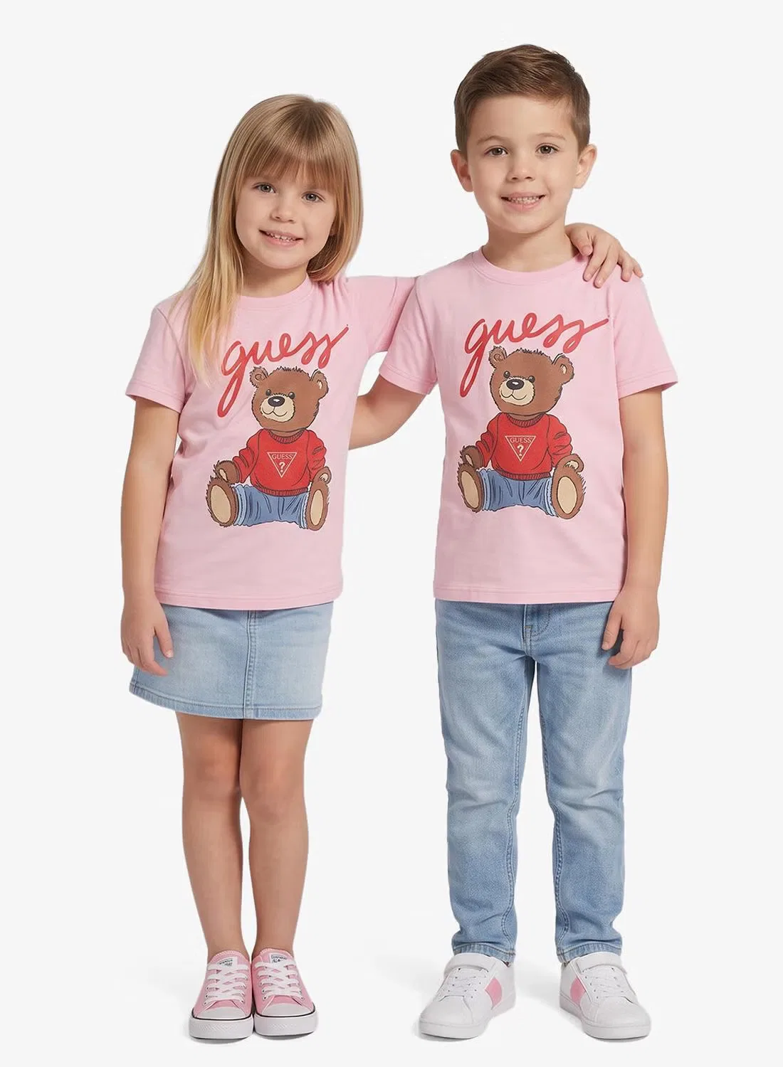 Топ с пайетками и рюшами на плечах Guess, розовый
