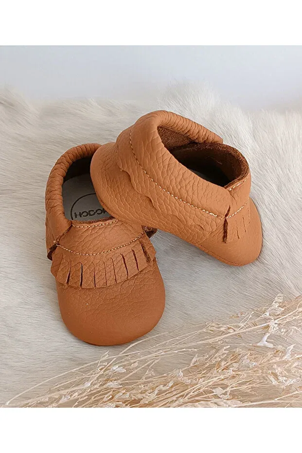 Детские мокасины из натуральной кожи Rocco cinnamon leather baby moccasin Hodore, Cinnamon Taba — фото 3