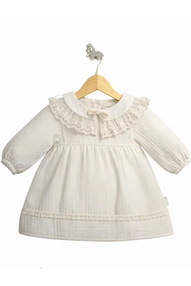 Детское платье для девочек с длинным рукавом Lumbi Baby, White