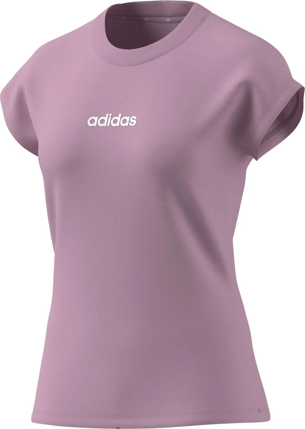 Женская футболка хлопковая Essentials Linear adidas, Real Pink/White — фото 4