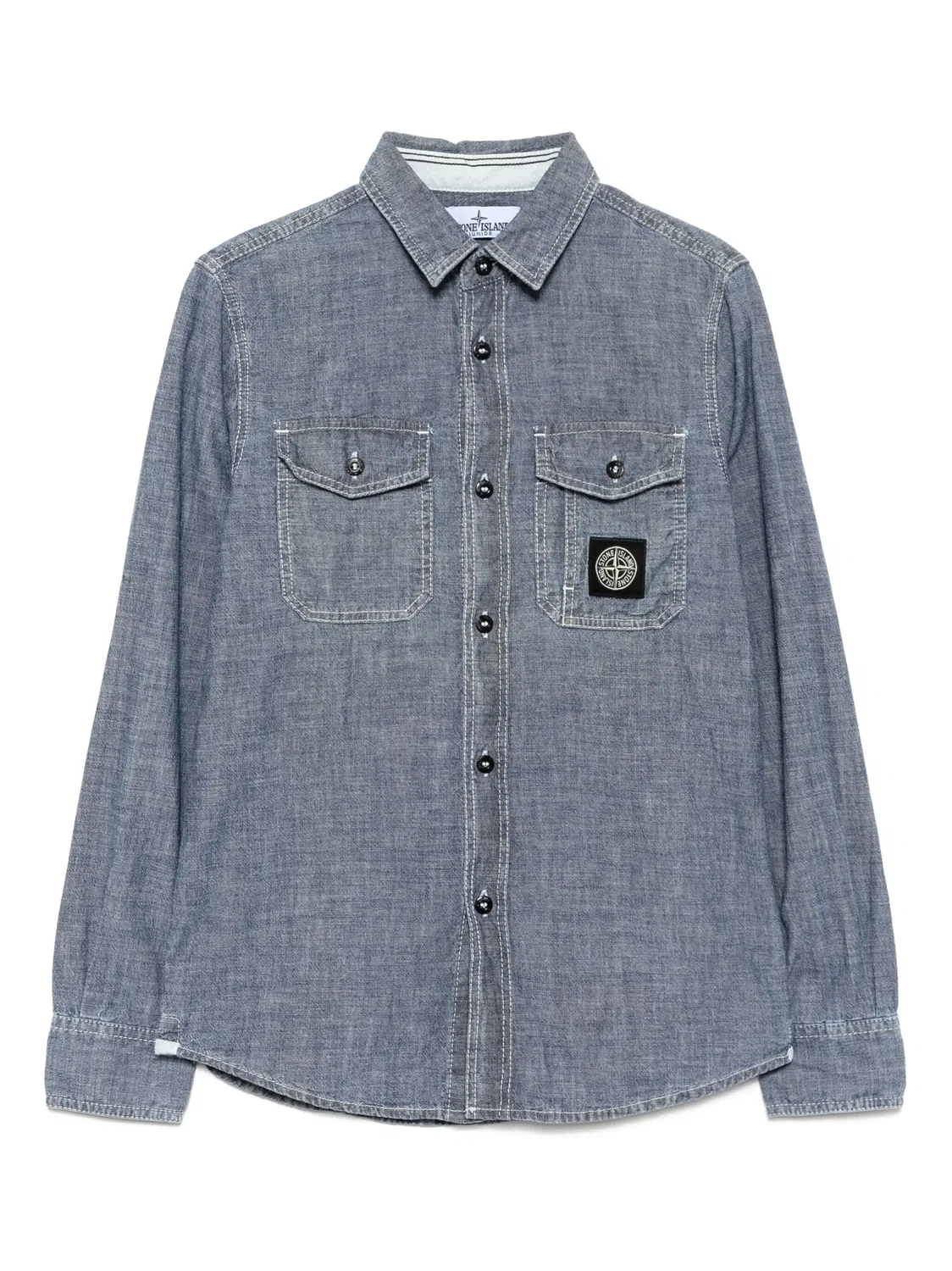 Джинсовая рубашка с логотипом Stone Island, синий