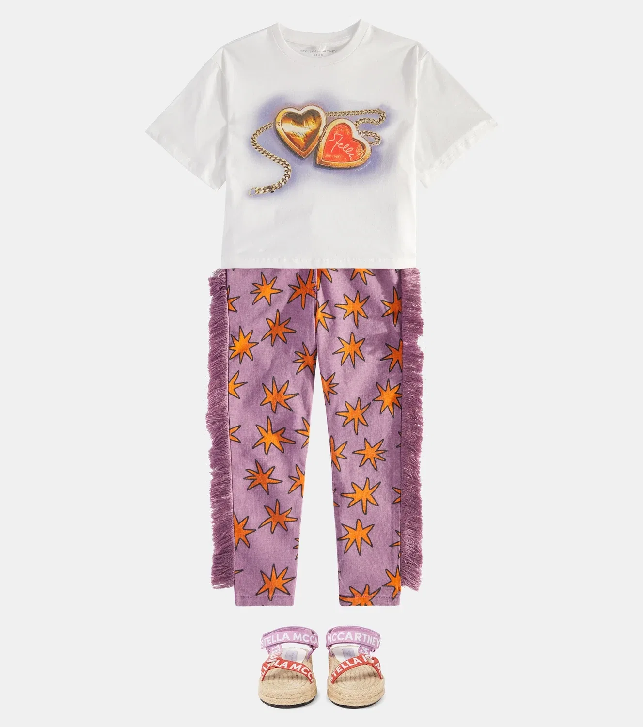 Джинсы с бахромой и принтом Bright Stars Stella Mccartney Kids, фиолетовый — фото 2