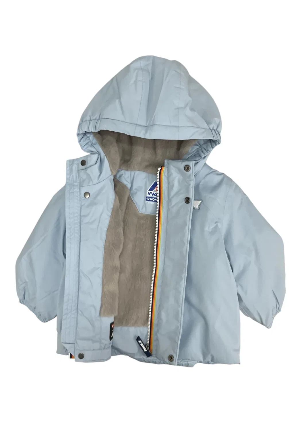 Зимняя куртка из мягкой бобровой ткани с твиловым покрытием K-Way, Blue Sub - Grey Warm — фото 4