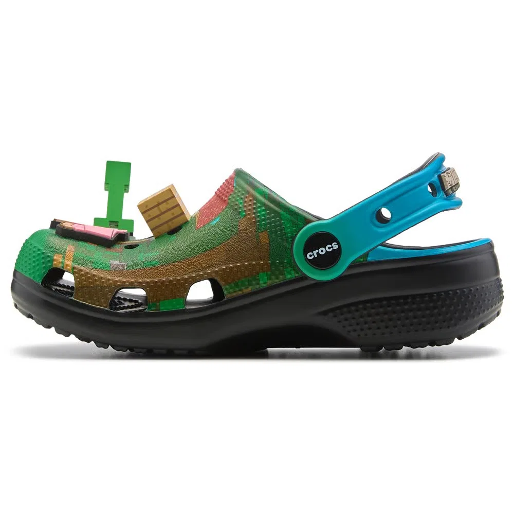 Детские классические сабо Minecraft Crocs, Blue/Green/Black — фото 3