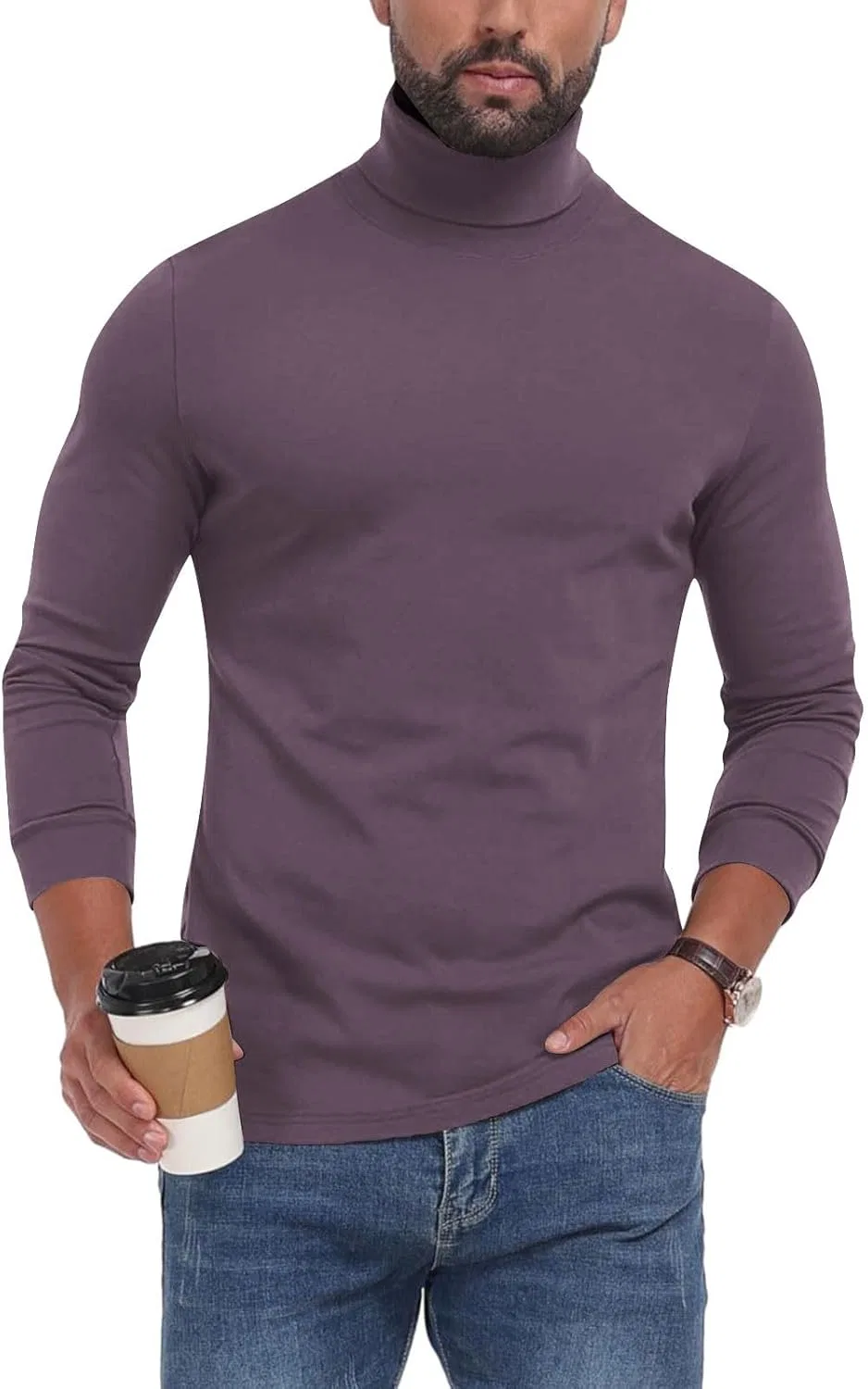 Мужская водолазка, облегающая, дышащая, Generic, 2-purple — фото 2