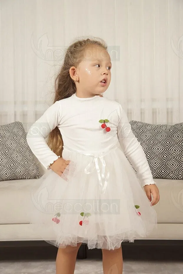 Детское платье для девочек хлопковое Neocotton, Long White — фото 3