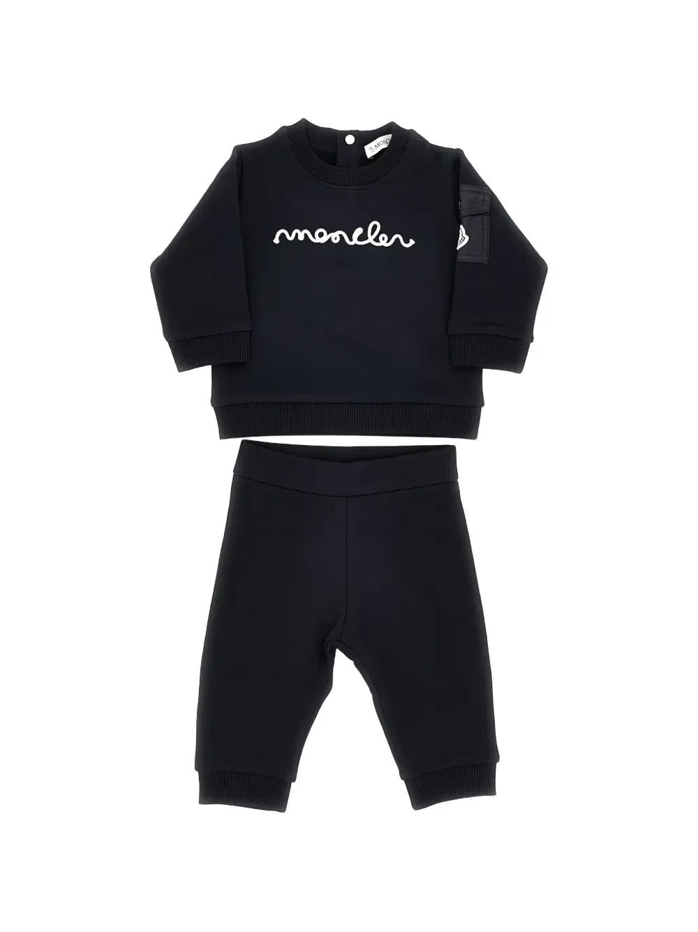 Спортивный костюм с вышивкой логотипа Moncler Enfant, черный