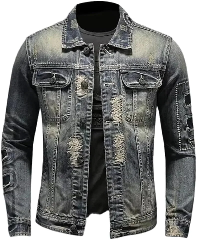 Мужское джинсовое пальто с длинным рукавом, Classic Style, синий