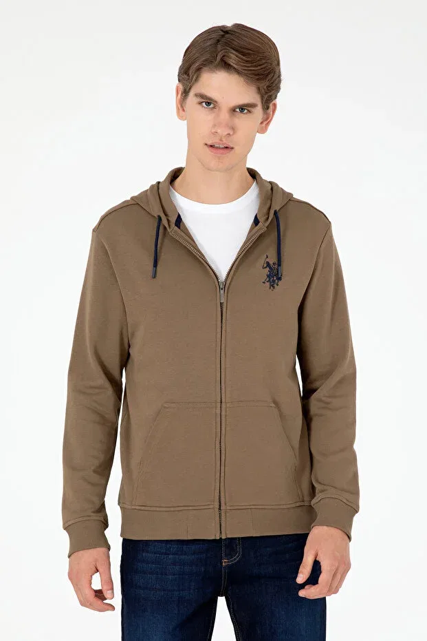 Мужской вязаный кардиган на молнии U.S. Polo Assn., Khaki