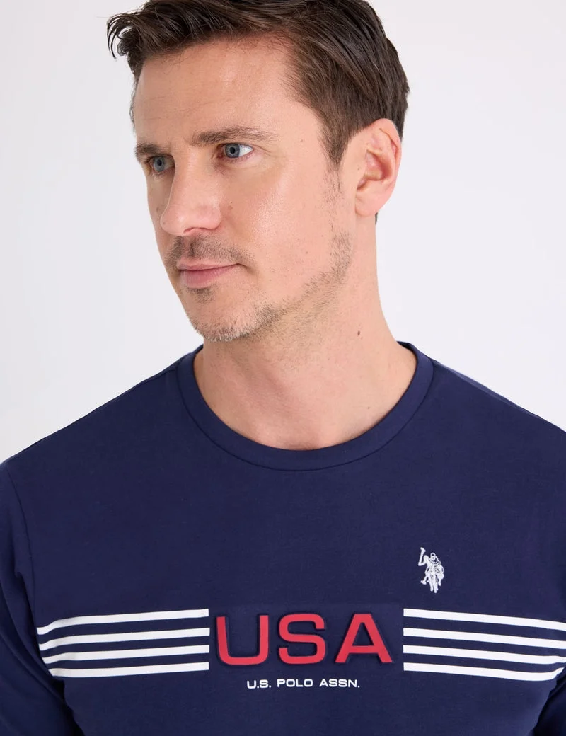 Мужская футболка U.S. Polo Assn. USA Embossed Chest Stripe, темно-синий — фото 4