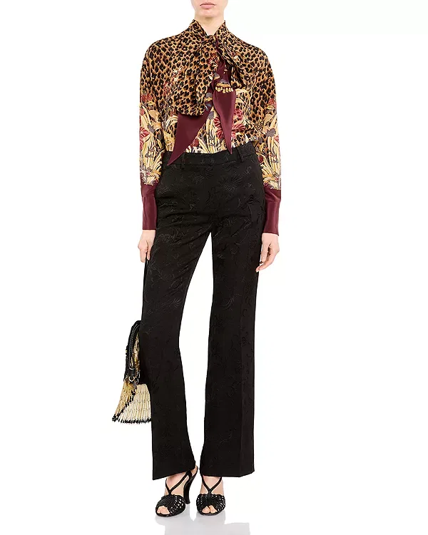 Женские брюки с принтом Floral bootcut pants Etro, черный — фото 2