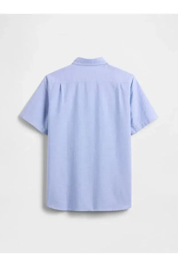 Детская оксфордская рубашка для мальчиков с коротким рукавом Gap Kids, Blue — фото 2