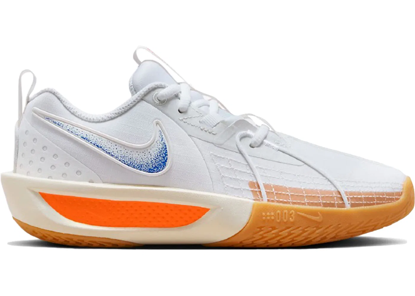Детские кроссовки для баскетбола Nike Air Zoom GT Cut 3 FP Blueprint Pack (GS), White/Racer Blue/Coconut Milk/Gum Yellow/Total Orange