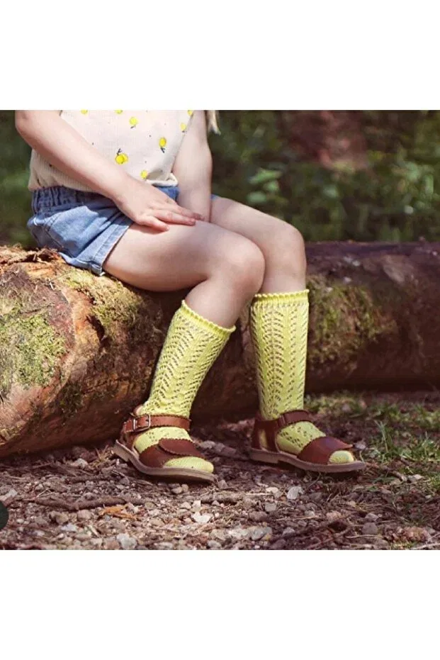 Детские носки для девочек хлопковые Mesh Knee Socks Bebeğime Çorap, Sarı