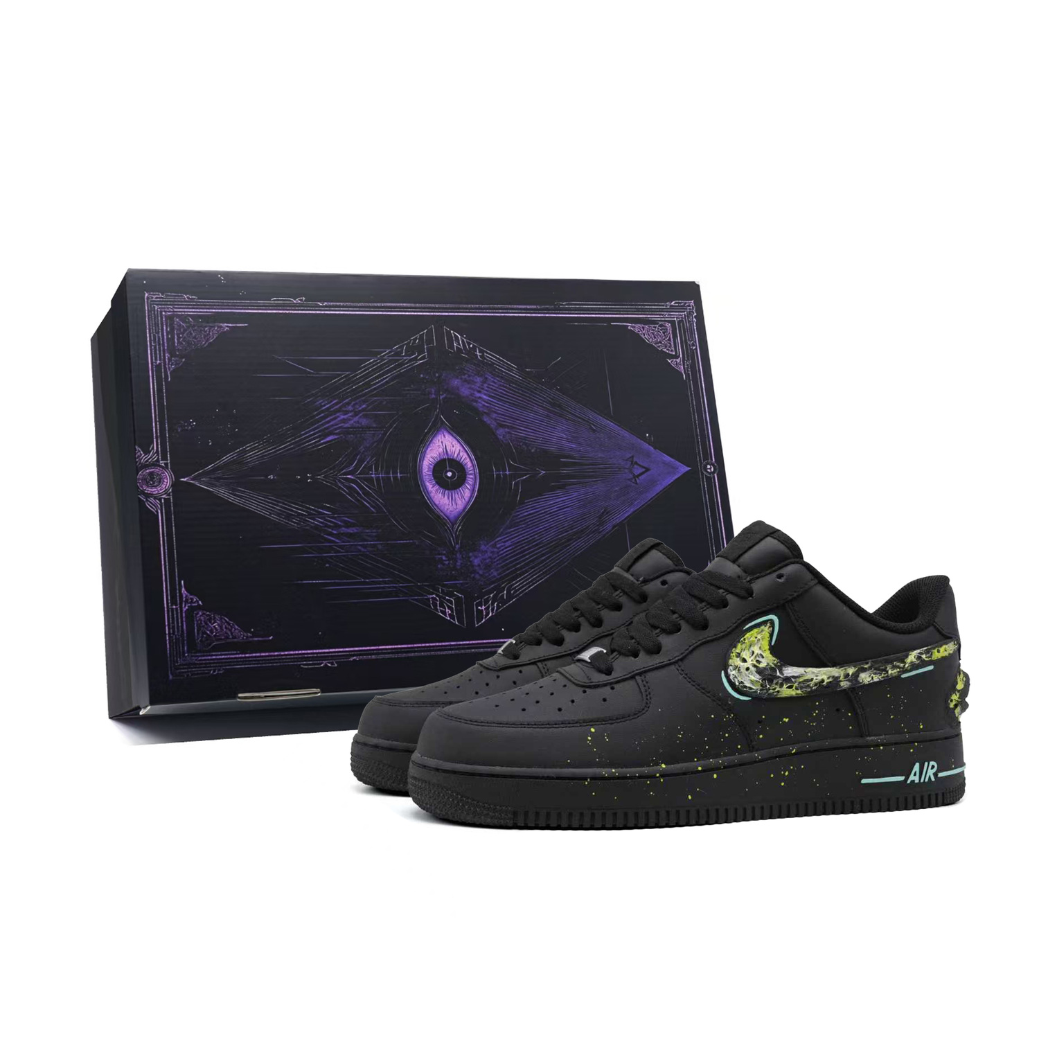 

Кроссовки Air Force 1 Low top Skateboard Unisex Nike, черный/зеленый