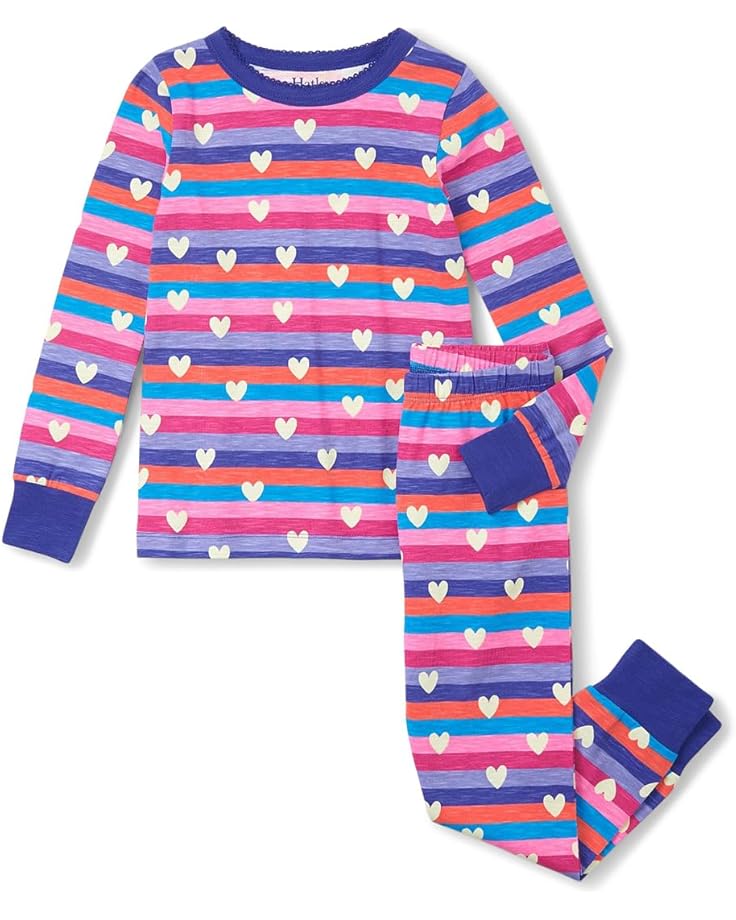 

Пижама Hatley Kids Stripes & Hearts Stretch Cotton Pajama Set, розовый
