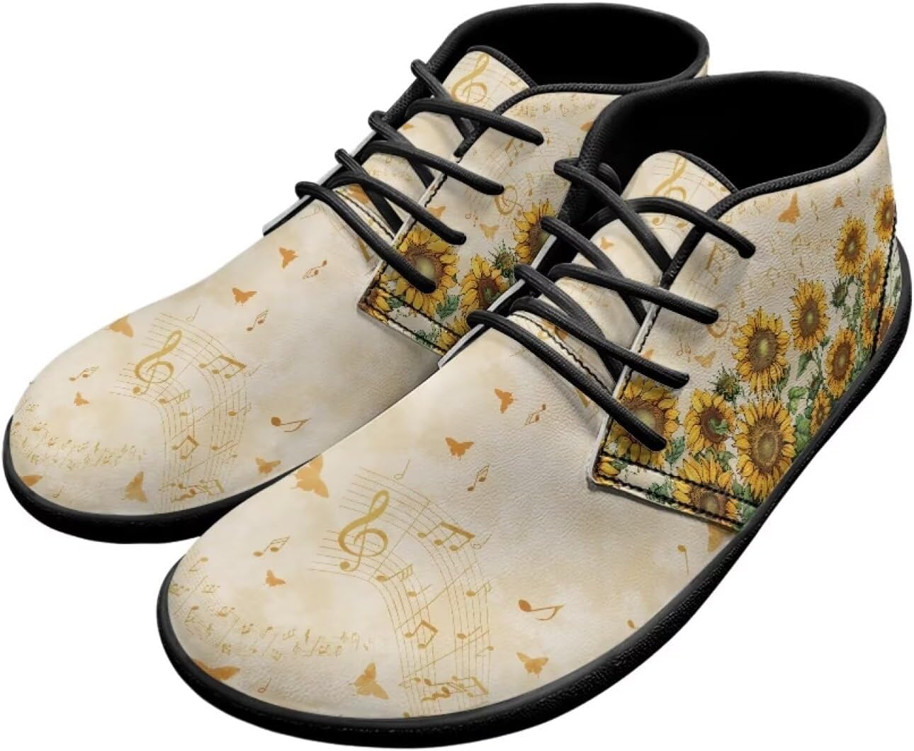 

Мужские кроссовки с широкой носочной частью, для ходьбы, с противоскользящей подошвой и нулевым перепадом, для бега Xixirimido, Sunflowers Music Note