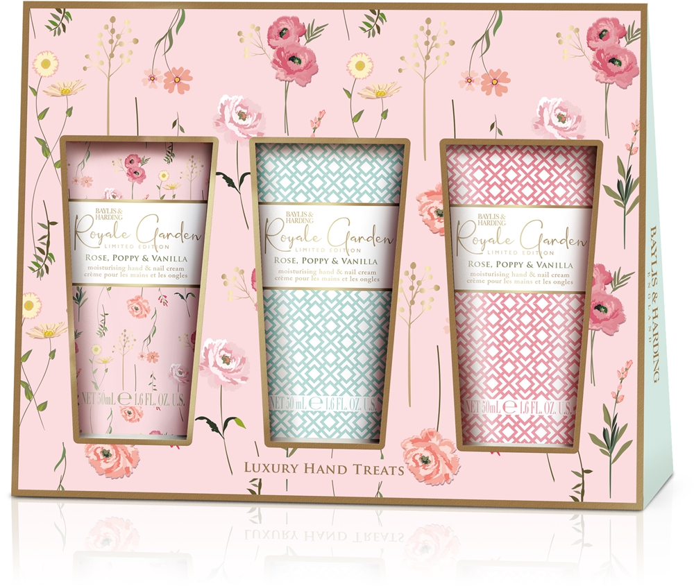 

Крем для рук «Роза, мак и ваниль» Royale Garden Baylis & Harding, 3× 50 мл