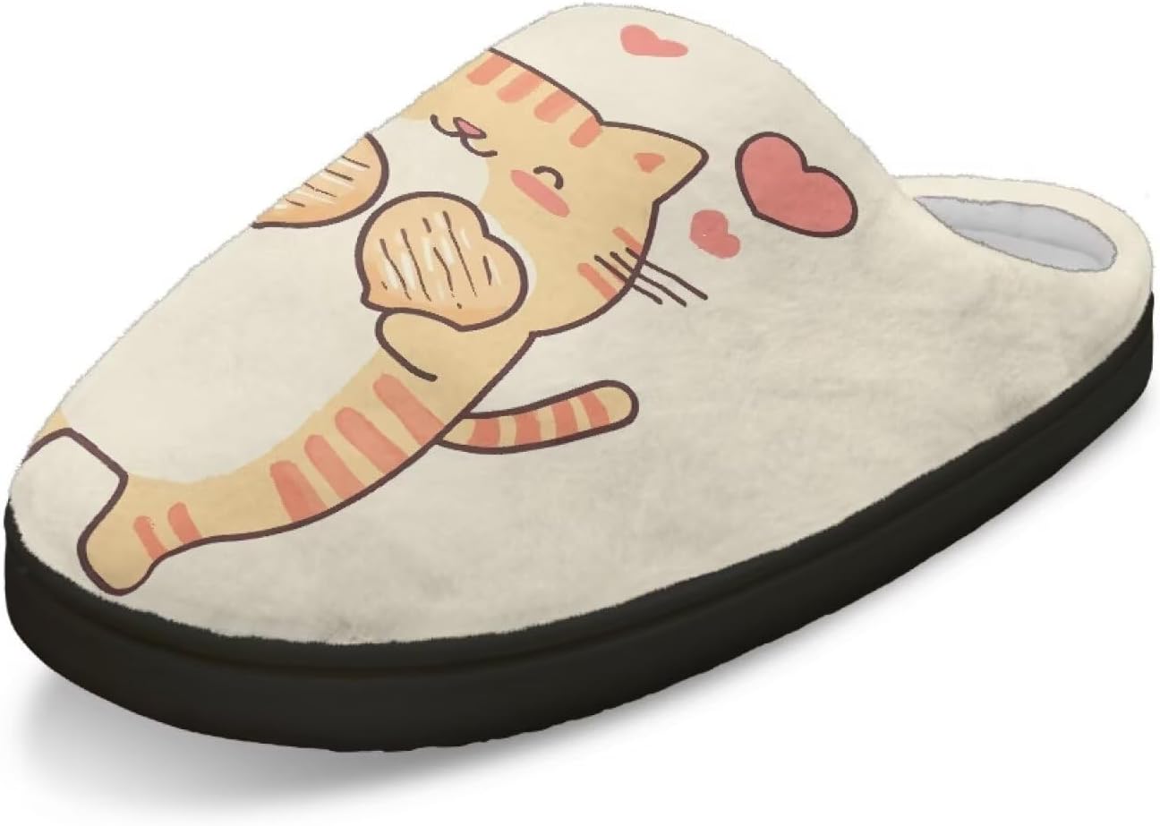 

Домашние тапочки для женщин и мужчин, размеры 4-12, плюшевые, ультрамягкие, уютные, без шнурков Fuojuvelie, Cat