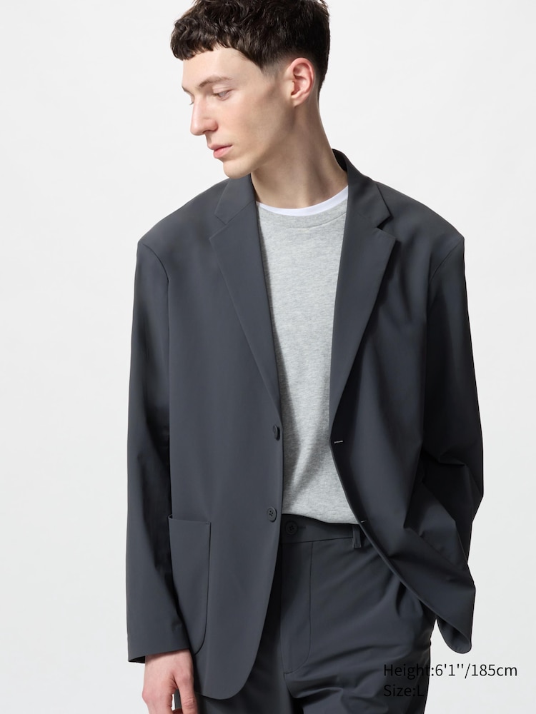 

Пиджак из ультраэластичного материала Uniqlo, серый