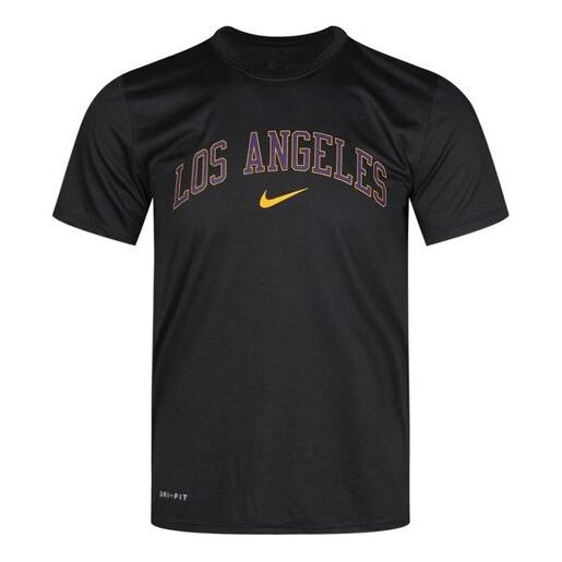 

Футболка nba los angeles lakers basketball training quick dry short sleeve black Nike, черный