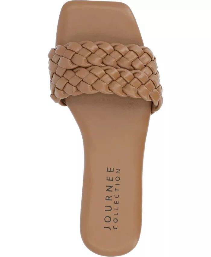 Женские сандалии Sawyerr Wide Width Braided Square Toe Journee Collection, коричневый — фото 4