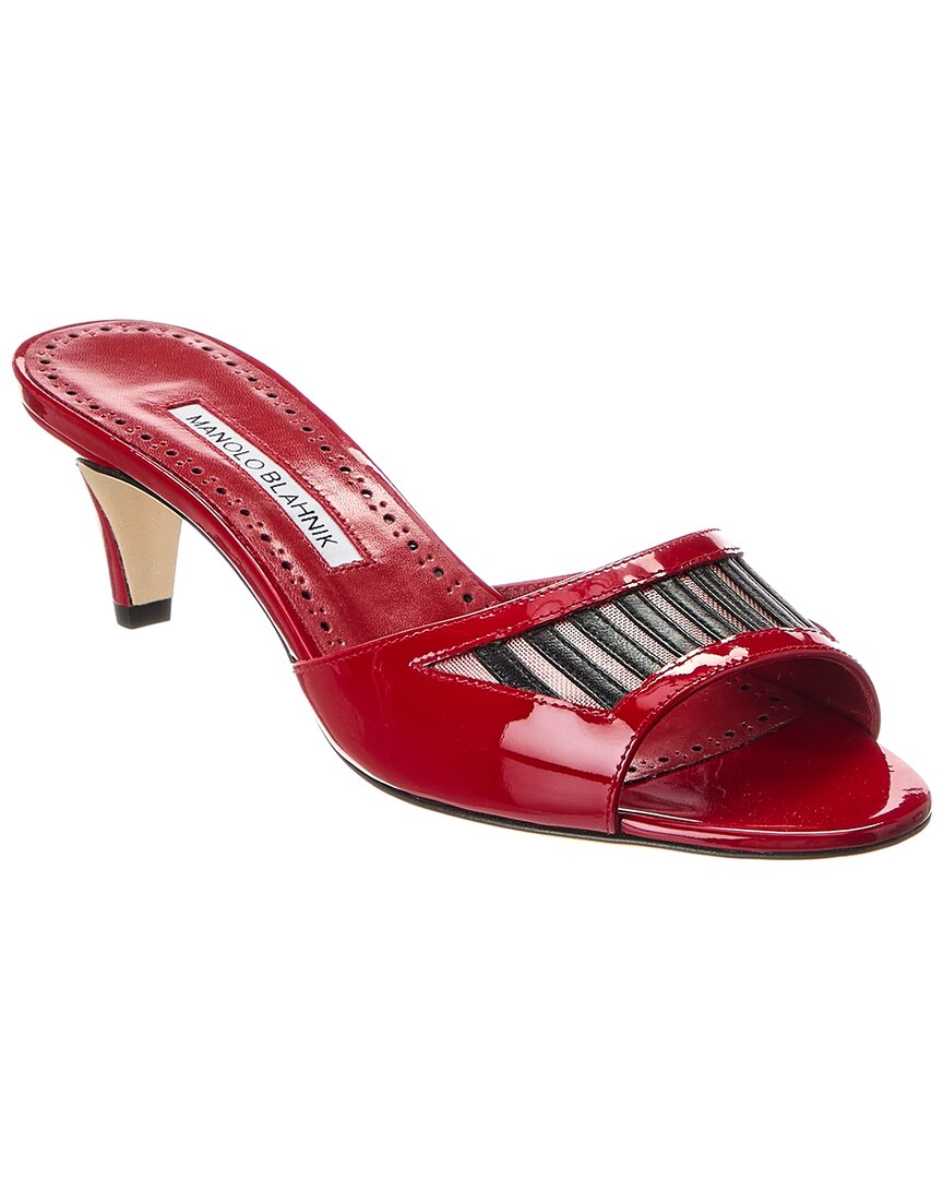 Маноло Бланик Патент и сетка сандалии Manolo Blahnik, красный