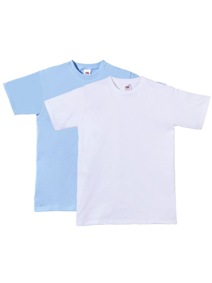 

Fruit of the Loom Комплект из двух футболок унисекс из одного куска ткани, светло-голубого и белого цвета, Белый, Fruit of the Loom Комплект из двух футболок унисекс из одного куска ткани, светло-голубого и белого цвета