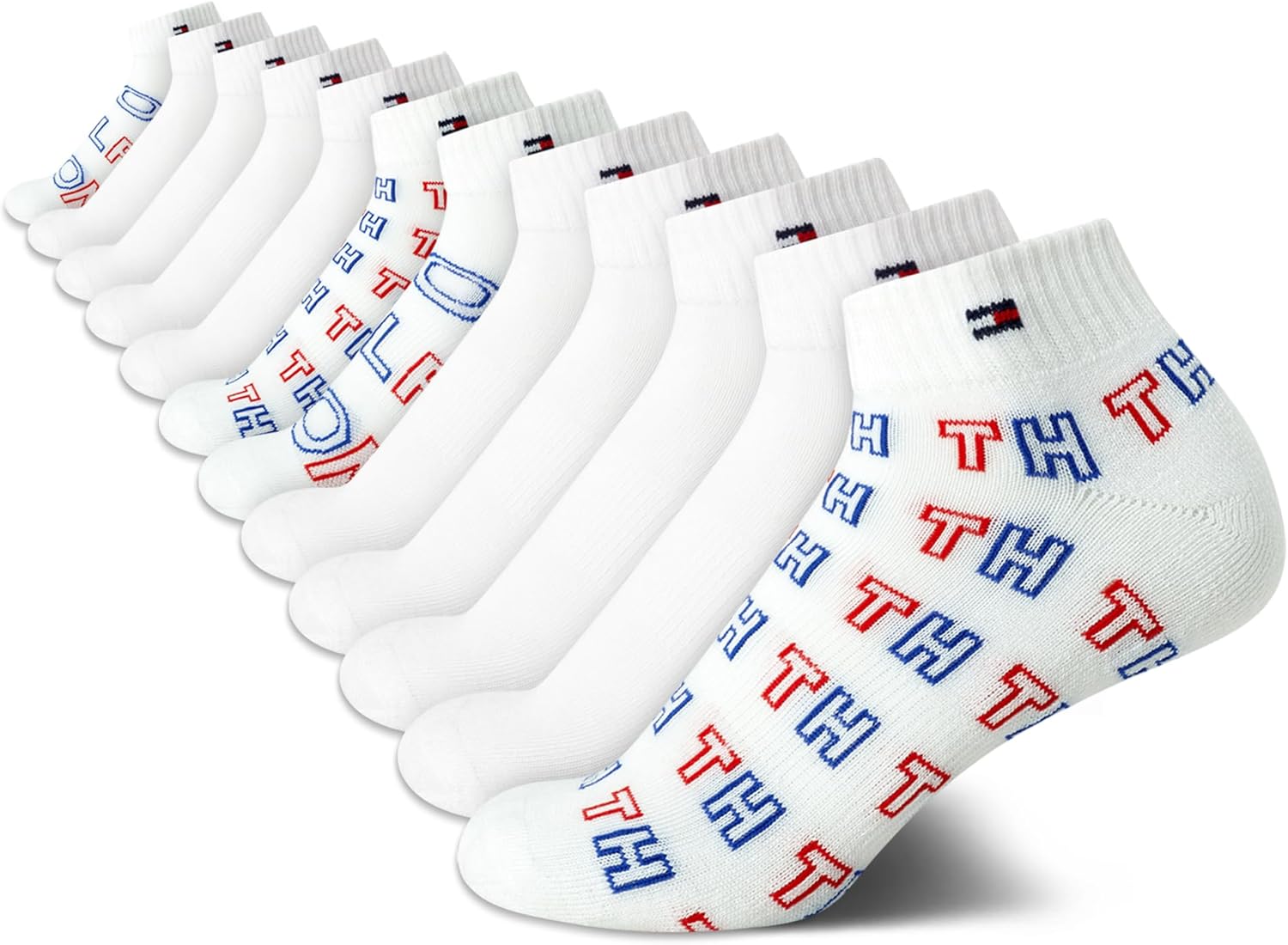 

Женские носки Tommy Hilfiger Quarter - 12 пар мягких спортивных носков длиной до щиколотки с мягкой подошвой для женщин (размеры: 4-10), White